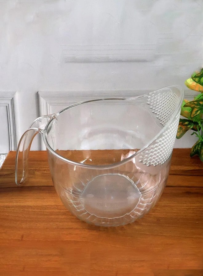 SUPERMOM Kitchen Accessories Item - Multipurpose Transparent Plastic Bowl/Basket with Handle - Durable & Lightweight Strainer for Kitchen, Fruits, Vegetables & Everyday Essentials (Pack of 1) - Image 1